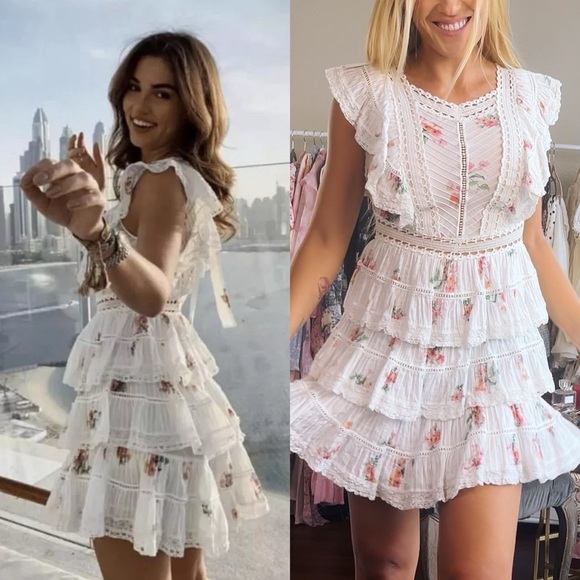 🆕 ZIMMERMANN Heathers Pintuck Frill Mini Dress in Floating Bouquet Sz 2 US - Picture 9 of 11